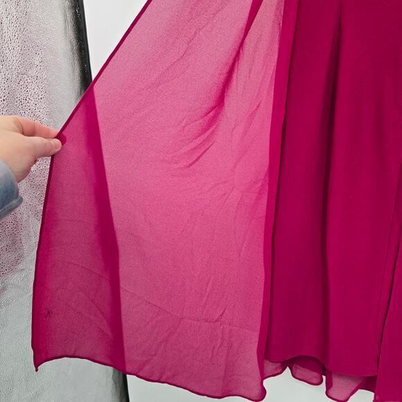 Vince Camuto Women's Cape Layered Back Keyhole Sleeveless Babydoll Dress Pink - Picture 10 of 14